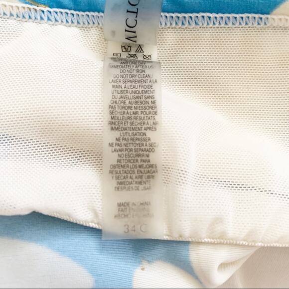 Victoria’s Secret Tankini Forever Sexy Blue Cream Gold Floral Top Size 34C - Picture 8 of 11